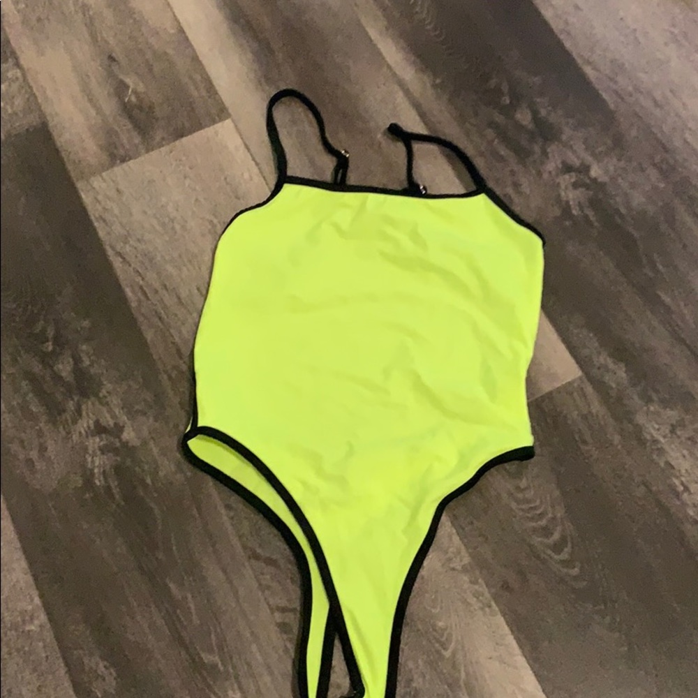 Yellow neon body suit